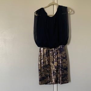 Papaya M navy and gold sequin dress